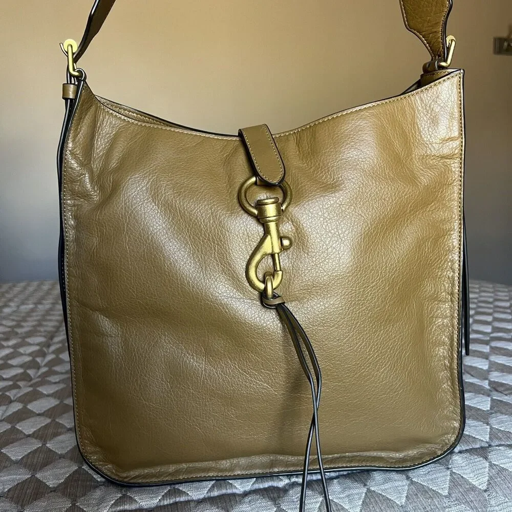 Rebecca Minkoff Megan Seaweed Color Leather Crossbody Shoulder Feedbag Style Bag